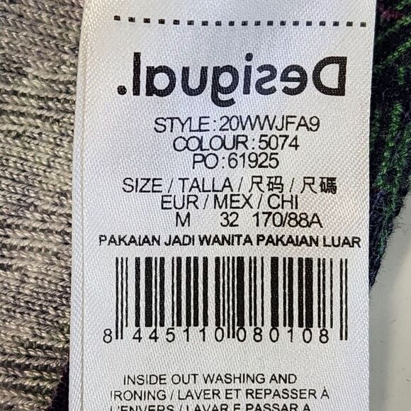 Desigual Blouse Women M Multicolor Long Sleeve V-Neck Abstract Boho Artsy TopY2K - Picture 5 of 12